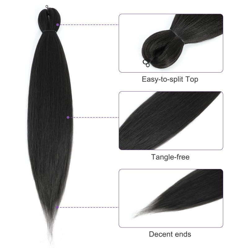 ROSDINA Pre-stretched Braiding Hair - 26 Inch 8 Packs Dark Brown Super Long Braiding Hair For Twist or Box Braids, Yaki Texture Hot Water Setting Synthetic Braiding Hair Extensions (26 Inch, #2-8P) - Image 2